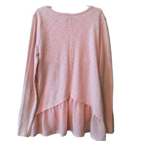 I Cant Even Girls XL 14 Long Sleeve Hi-Low Ruffle Hem Shirt By Place Pink - Picture 4 of 5